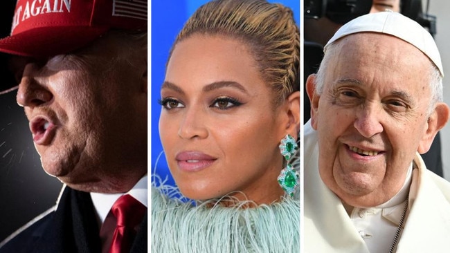 Beyonce, Pope Francis and Donald Trump among massive celebrities to lose Twitter blue tick today. Pictures: Brendan Smialowski/AFP, Angela Weiss/AFP, Filippo Monteforte/AFP