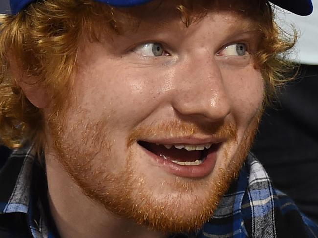 NEW YORK, NY - SEPTEMBER 02: In this handout image provided by The New York Mets, Ed Sheeran watches the Philadelphia Phillies v New York Mets match at Citi Field on September 2, 2015 in the Flushing neighborhood of the Queens borough of New York City. (Photo by New York Mets via Getty Images)