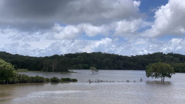 The site in flood in 2020.