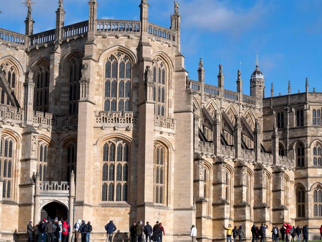 St George's Chapel, Windsor where the wedding will be held. Seven million people already visit the town each year and it’s likely to be significantly more in 2018 because of the royal wedding. Picture: AFP PHOTO / Justin TALLIS