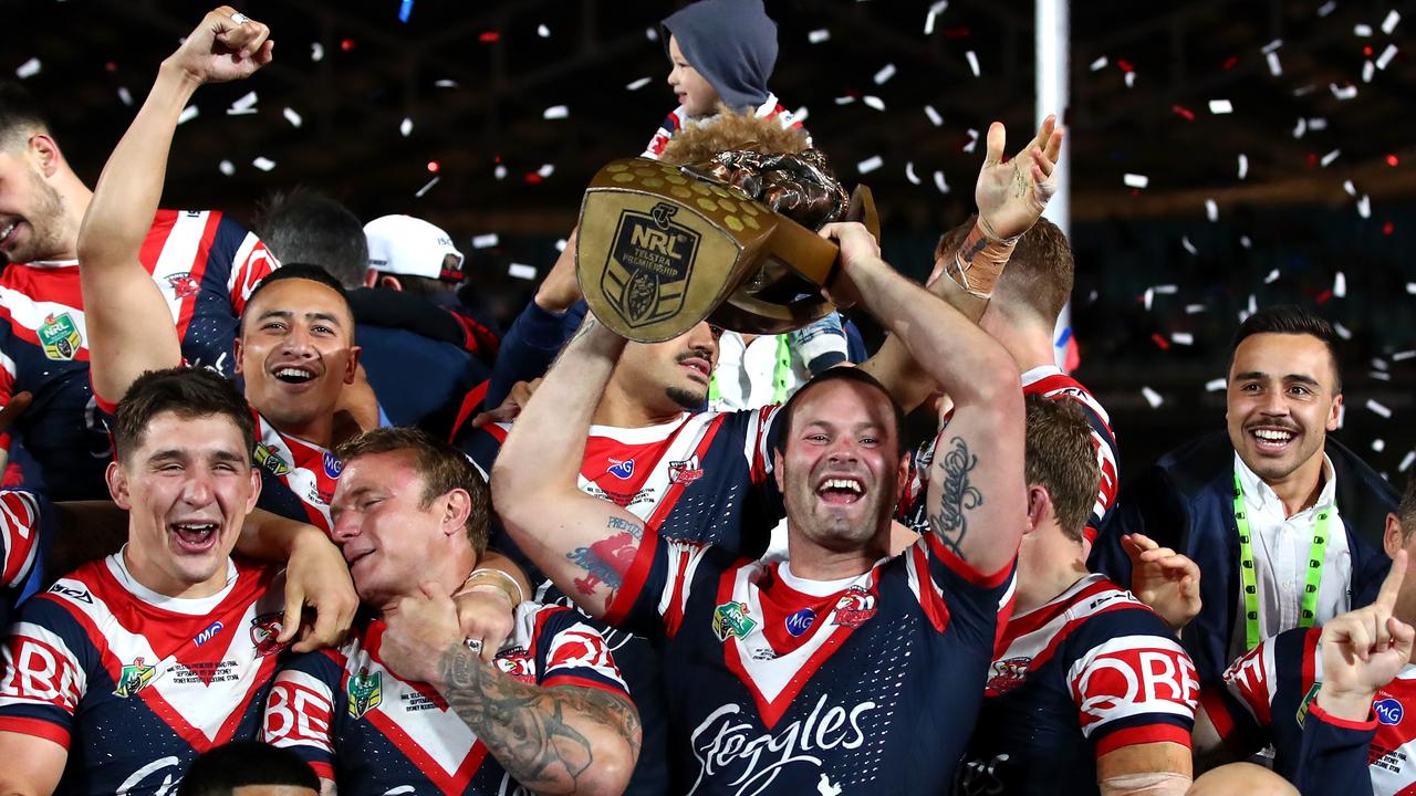 Boyd Cordner and the Roosters are looking to be the first back to back premiers since the Broncos of 1992-93. (Photo by Cameron Spencer/Getty Images)