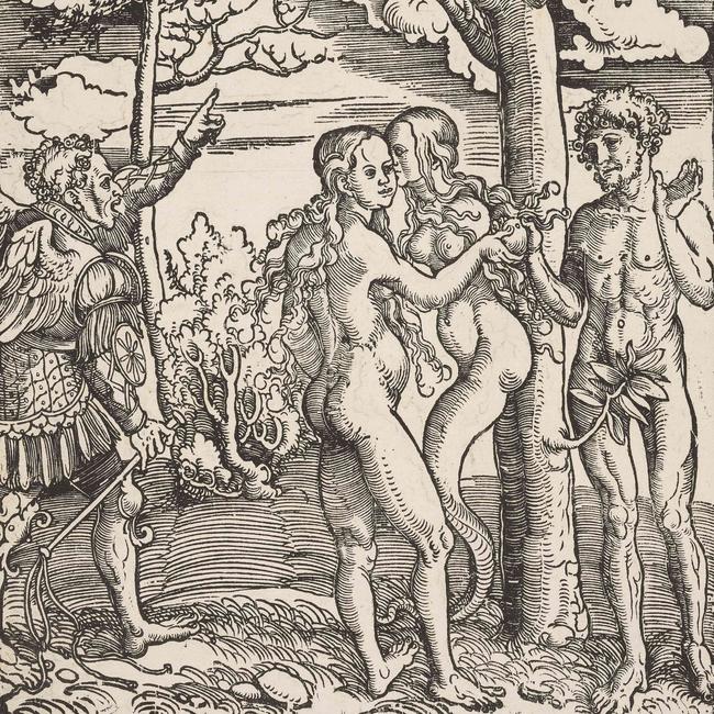 The Fall of Man (detail) by Lucas Cranach the Elder. Woodcut print. Germany, about 1500-1515. Picture: Trustees of the British Museum