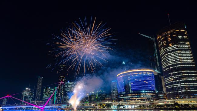 The Star Fireworks looking towards the Crown Casino from Southbank, Brisbane - Credit Dave Kan