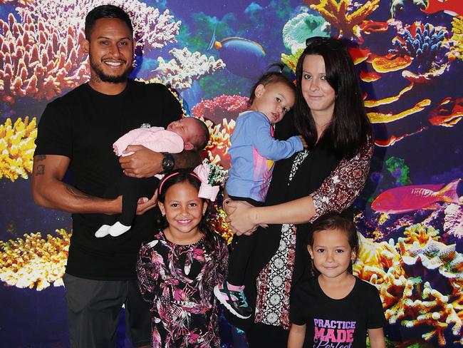 Ben Barba and Ainsley Currie with their four kids.