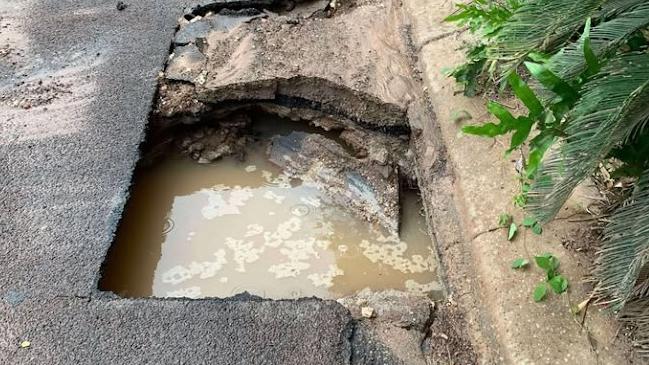 Road damage has become more common in Leanyer, Andrew said. Picture: Supplied