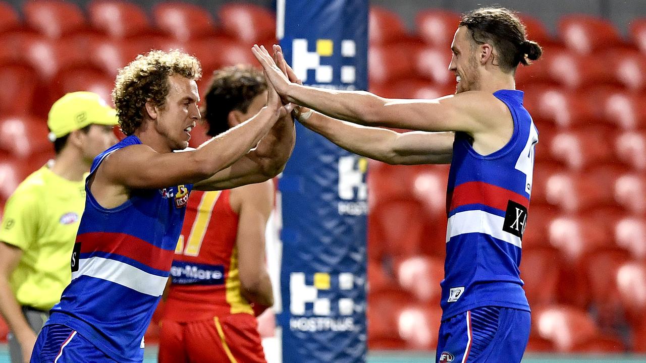 The Bulldogs held on in the wet against Gold Coast. (Photo by Bradley Kanaris/Getty Images)