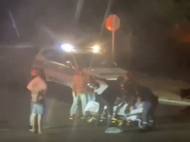 The scene of an assault and car theft in Beaumaris was captured on video by locals.