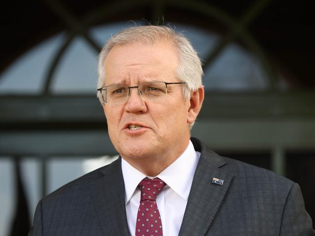 CANBERRA, AUSTRALIA - NewsWire Photos JULY 22, 2021: Prime Minister Scott Morrison addresses the media at a press conference at The Lodge. Picture: NCA NewsWire / Gary Ramage