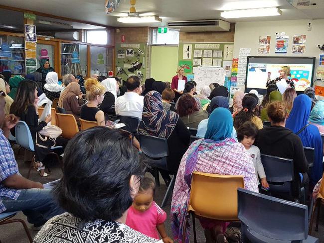 Parents at Auburn North Public School take part in lessons to encourage their children