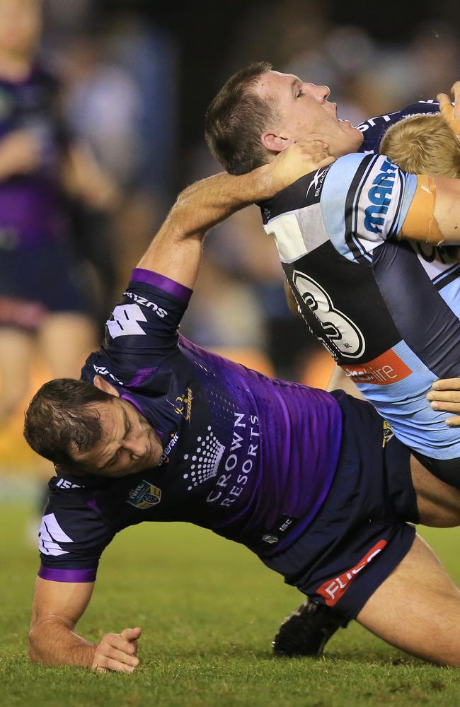 Paul Gallen v Cameron Smith. Picture: Mark Evans