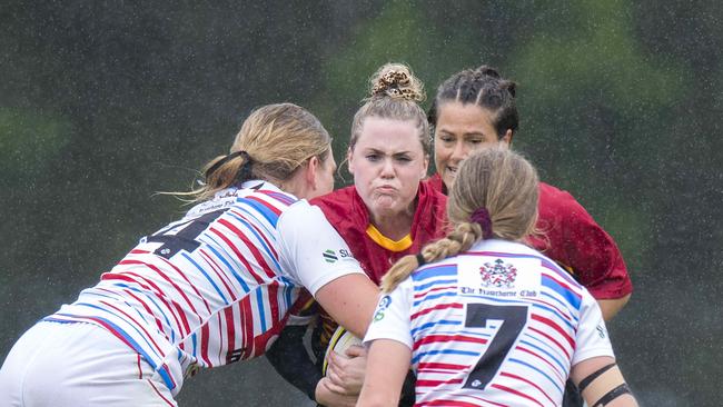 Central Coast player Chloe Timp in action during their NSW Country Women's Rugby 7s round-robin game v Newcastle Hunter at Woy Woy Oval on Saturday, 14 March, 2020. Picture: Troy Snook