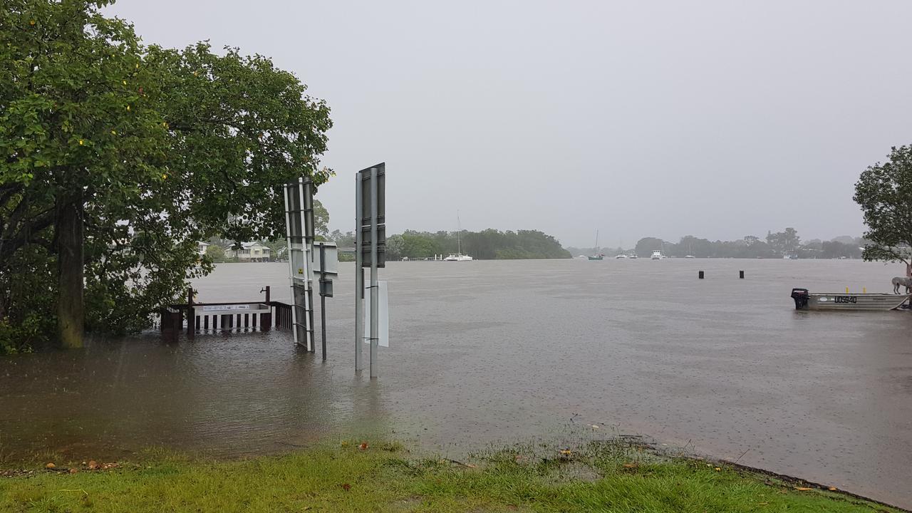 The Noosa River has broken its banks near the marina with the river expected to rise further.