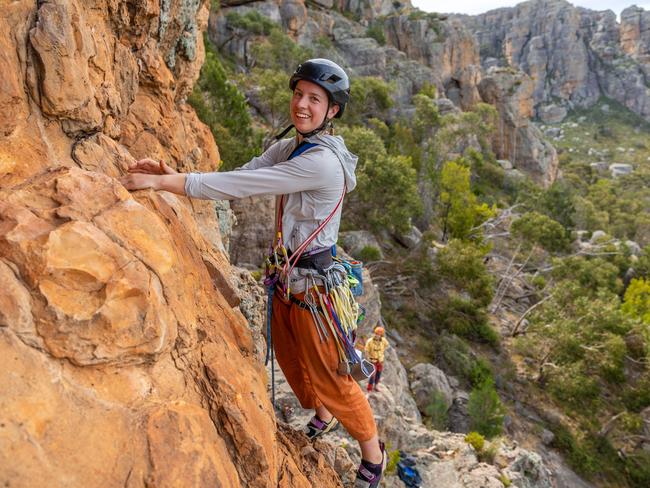 Anna Cunningham climbing Mt Arapiles from Tauranga, New Zealand. Picture: Jason Edwards