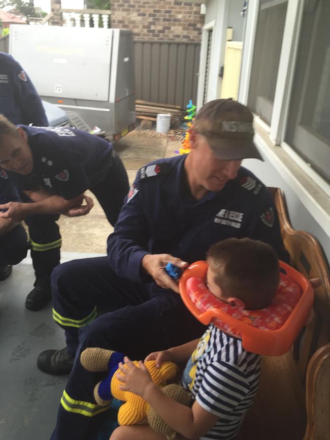 Jackson had his teddy for support.