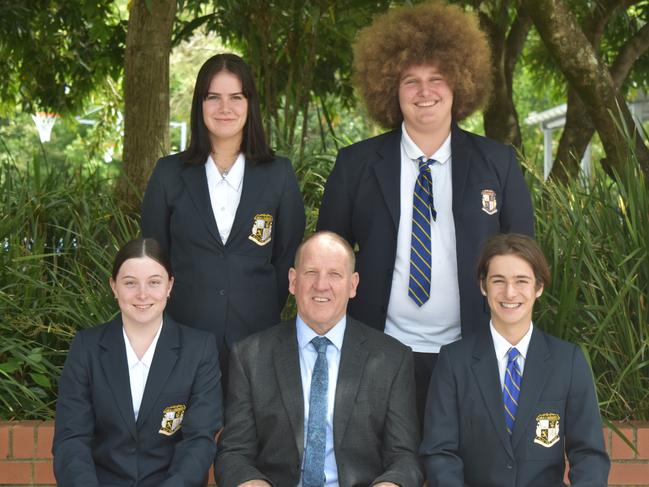 Indi Gumbrell and Jackson Constable alongside Principal Greg Armstrong.