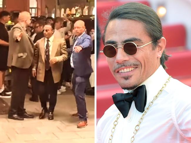 The internet meme appeared to be ushered away. Photo by Antony Jones/Getty Images and Instagram @nusr_et.