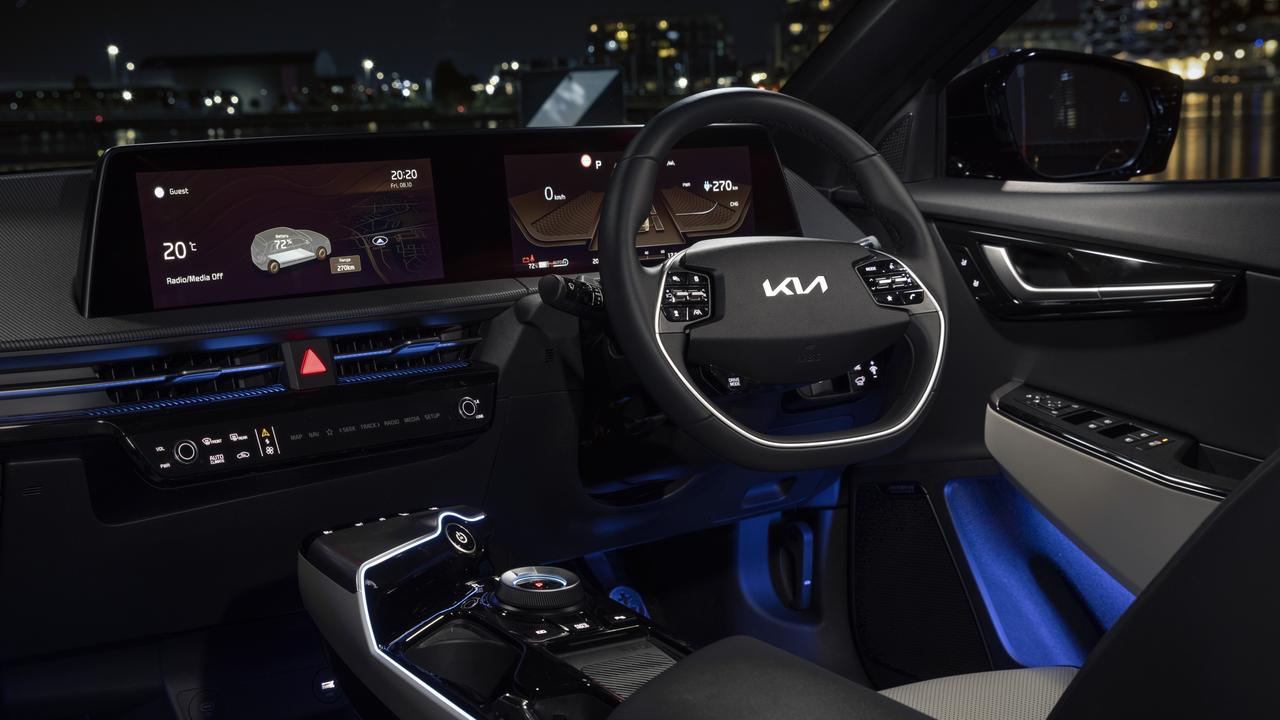 The interior is loaded with tech features.