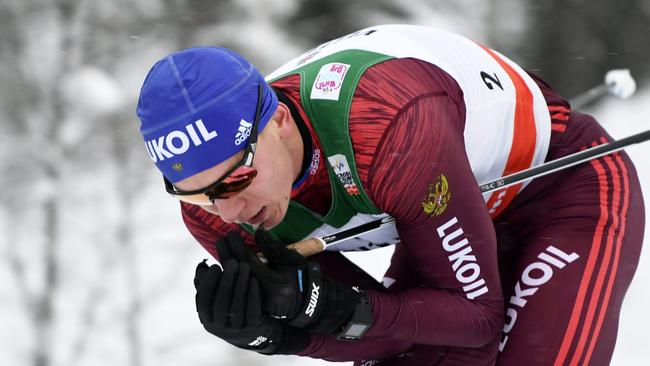 Alexander Bolshunov of Russia competes in Finland last month. Picture: AFP.