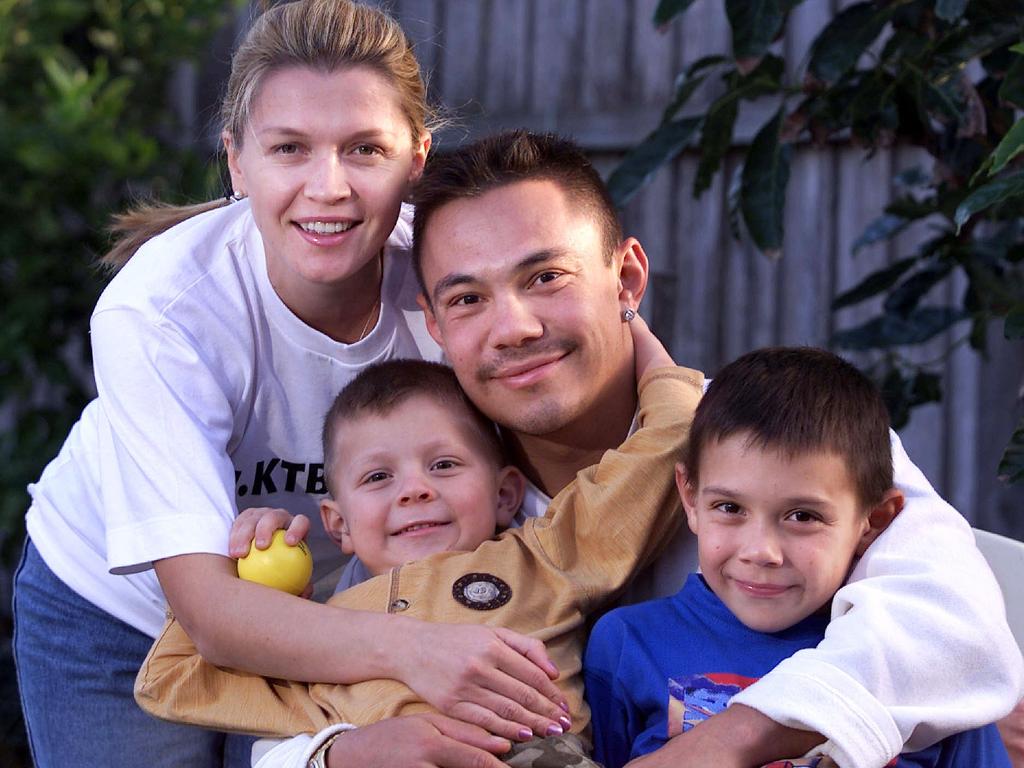 Kostya Tszyu with Tim and Nikita in 1992. Picture: Matt Turner