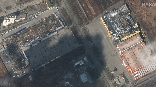 More than a dozen pregnant Ukrainian women and children have been injured in a reported Russian missile strike which targeted a maternity hospital. Picture: Satellite image (c) 2022 Maxar Technologies.