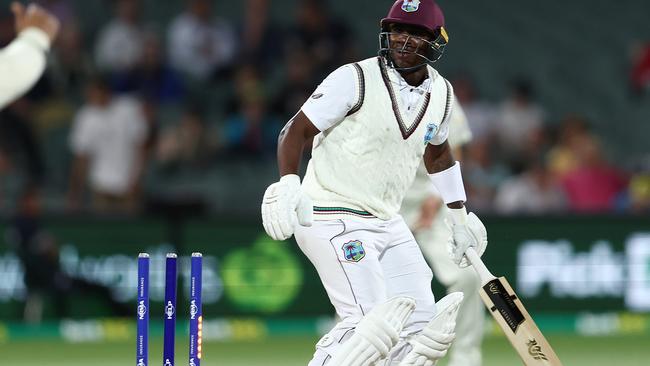 Devon Thomas is bowled by Cameron Green for 19 runs during the night session. Picture: Matt King/Getty Images