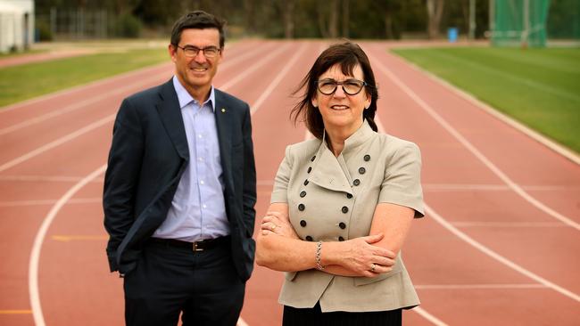 Australian Sports Commission chairman John Wylie with his new CEO Kate Palmer. Picture: Kym Smith