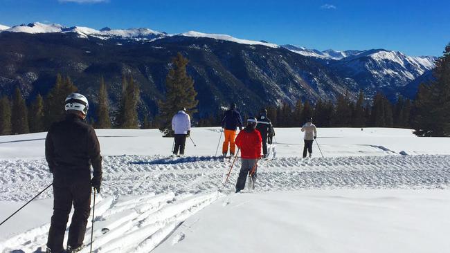 A ‘bluebird’ day: with skiers pounding the powder that can be a metre or more deep: