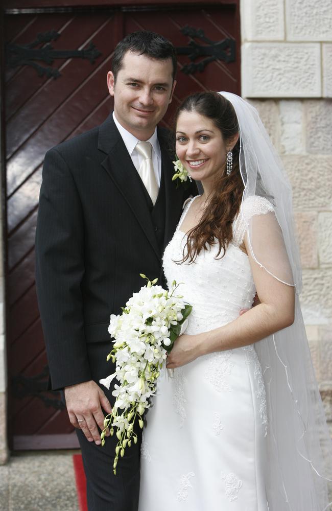 The wedding of Aaron Broughton and Sasha Croyden at All Saints Chuch Brisbane. Picture: Jono Searle