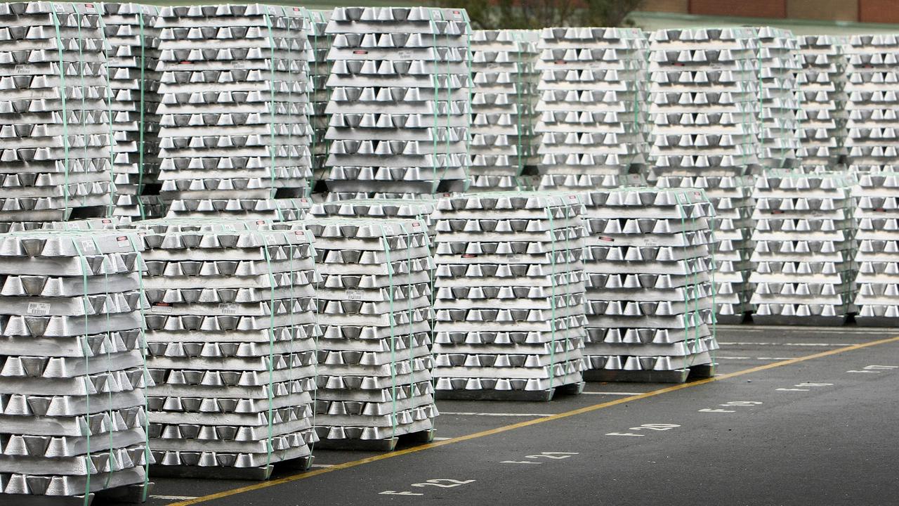 Aluminium ingots at the Bell Bay refinery in Tasmania.