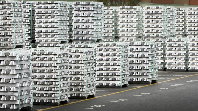 Aluminium ingots at the Bell Bay refinery in Tasmania.