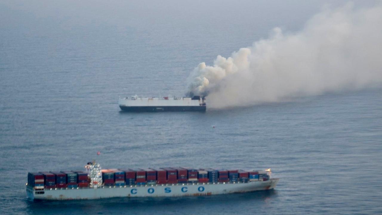 Abandoned ship inferno ‘to burn for a week’