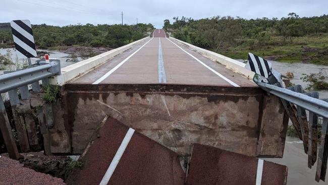 The bridge over the Etheridge River on The Gulf Developmental Rd outside Georgetown was washed away by floodwater last year. Picture: Renee Matthew