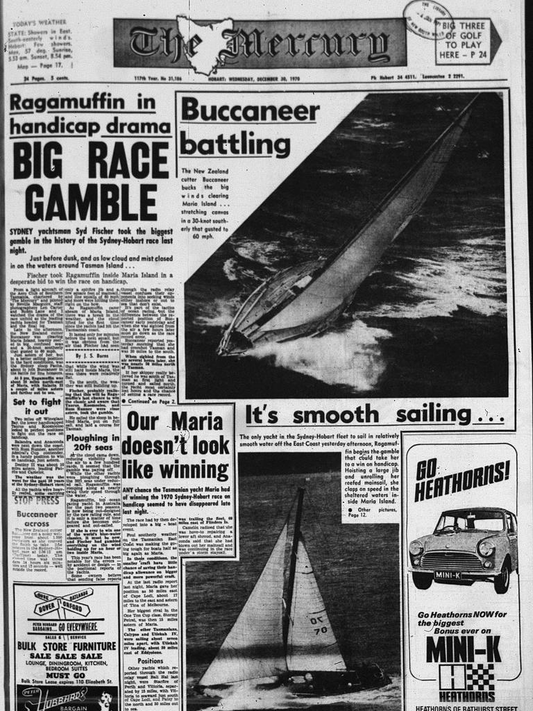 Photos Mercury Newspaper’s front page coverage of the Sydney to Hobart