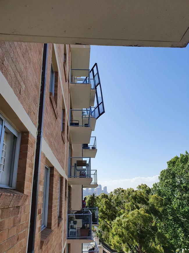 Wild winds are believed to have torn a large window out of an apartment block in Paddington. Picture: Supplied