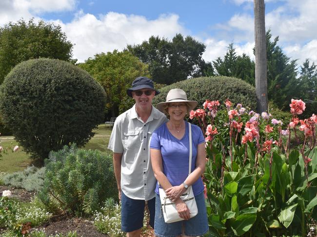 David and Pauline Twidale enjoy the College Rd open garden from Ramsey, Darling Downs, at the Apple and Grape Festival. February 25, 2024