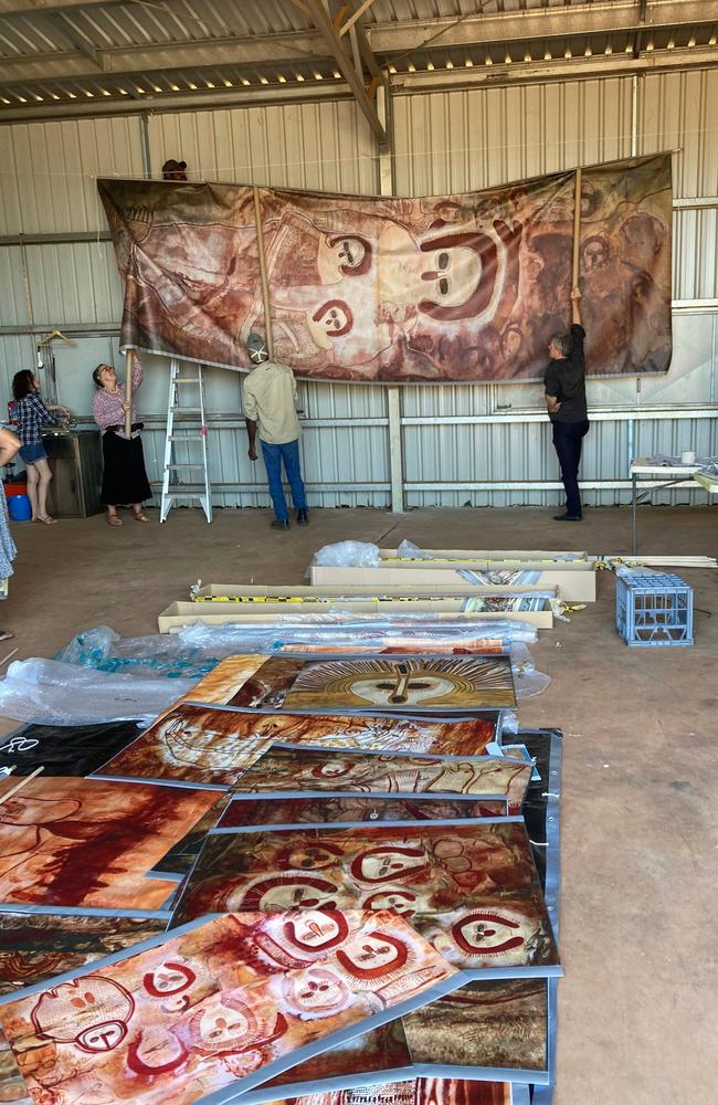 Large-scale prints at Wilinggin shed. Picture: Christina Henneke