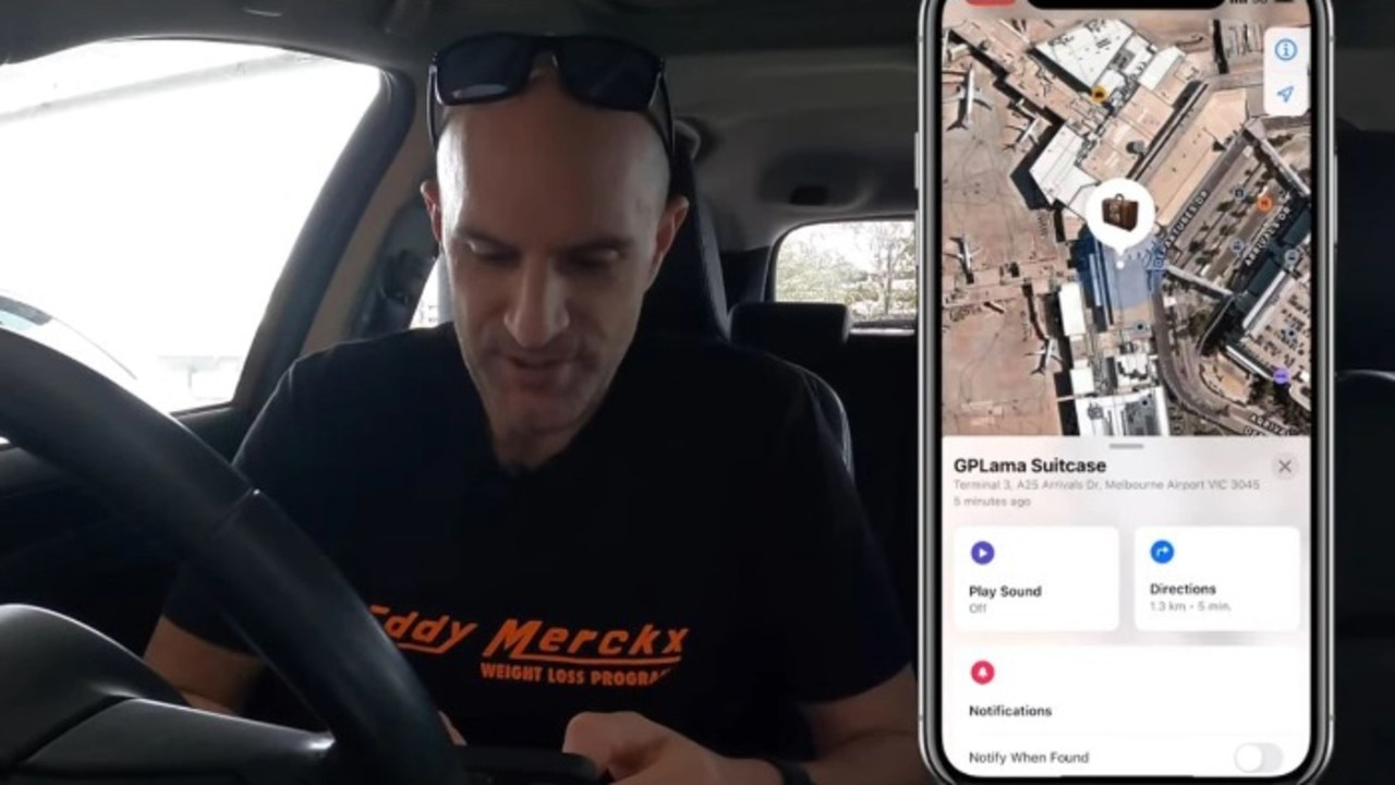 An Aussie man recently tracked his missing bag with an AirTag. Picture: YouTube/Shane Miller/GPLama