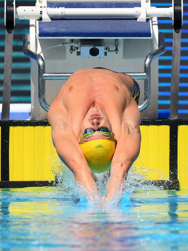 Australia's Mitch Larkin in his heat today. Photo: AFP