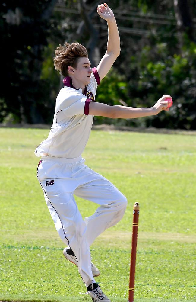 St Peters bowler Curtis Beevers. Picture: John Gass