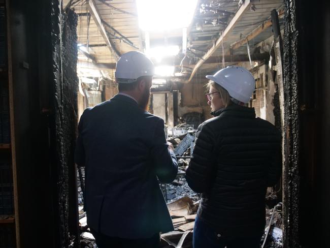 Premier Jacinta Allan has pledged $100,000 towards the rebuilding of the synagogue. Picture: Brendan Kearns