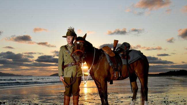 Vietnam Veteran Lester Mengel from the 27th Lighthorse Regiment with Sox at dawn at Saunders Beach will be on parade for Remembrance Day. Picture: Evan Morgan