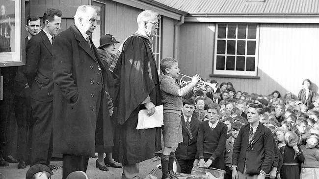 Empire Day observance in Hobart schools in 1935. Empire Day, later renamed ‘Commonwealth Day’, was probably the closest thing to what we now observe as Australia Day, according to Charles Wooley. Picture: Courtesy of the Mercury Historical Archive Collection