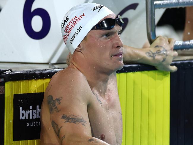 BRISBANE, AUSTRALIA - JUNE 13: Cody Simpson of Australia competes in the Men's 100 Metre Freestyle during the 2024 Australian Swimming Trials at Brisbane Aquatic Centre on June 13, 2024 in Brisbane, Australia. (Photo by Quinn Rooney/Getty Images)