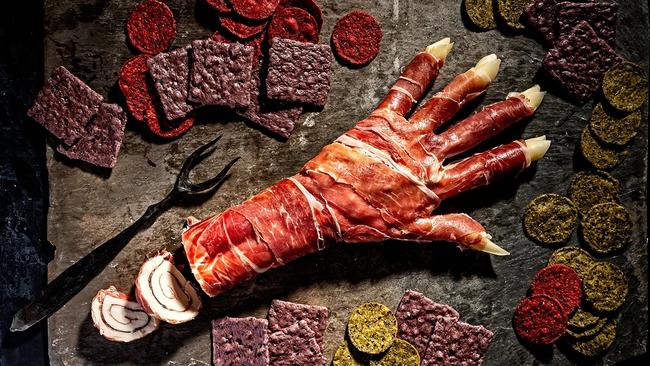 Halloween treats: Severed prosciutto hand.