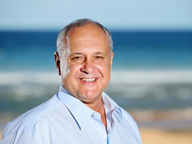 Liberal party powerbroker Walter Villatora poses during a photo shoot at the beach near his Manly home. Picture: Troy Snook.