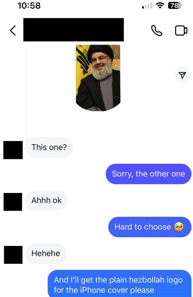 A page selling Hezbollah merchandise. Picture: Instagram