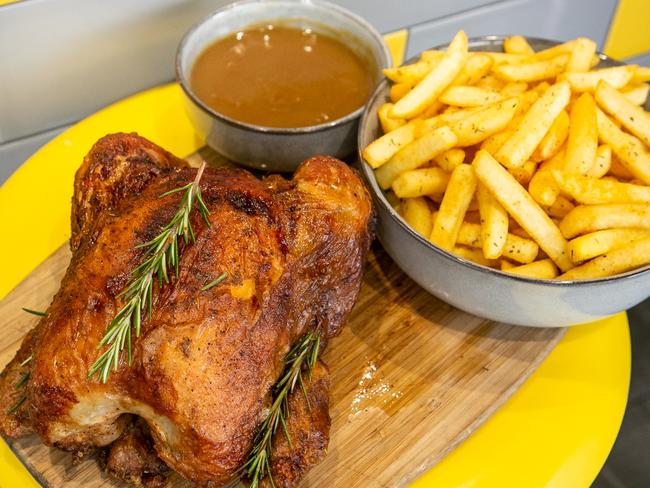 Chicken, chips and gravy at Smokey Chooks. Picture: Supplied