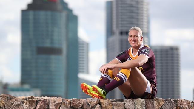 Broncos captain Ali Brigginshaw will make history when she plays in the NRLW grand final. Picture: Peter Wallis