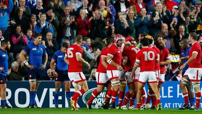 Canada celebrates DTH van der Merwe’s first half try.