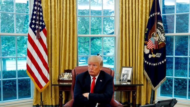 U.S. President Donald Trump reacts to a question during an interview with Reuters in the Oval Office of the White House in Washington, U.S. August 20, 2018.  REUTERS/Leah Millis TPX IMAGES OF THE DAY - RC187D452530